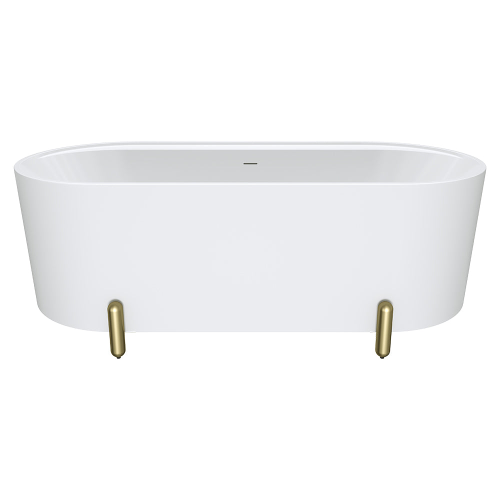 Aluca Freestanding Bath, 1700mm Matte White with Urban Brass Legs with overflow