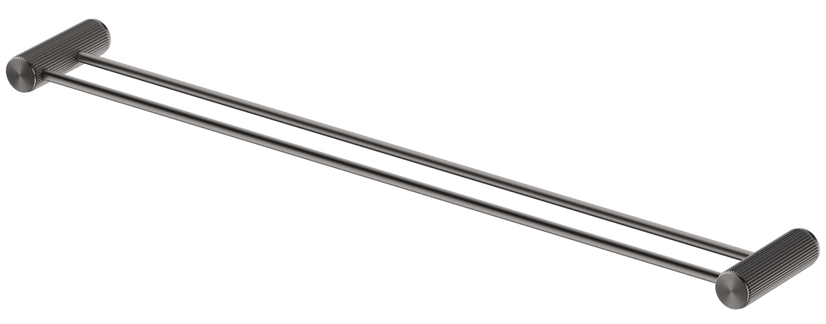 Mica Fluted Double Towel Rail - Gunmetal