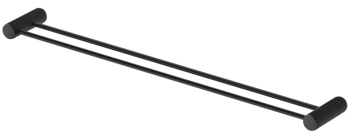 Mica Fluted Double Towel Rail - Black