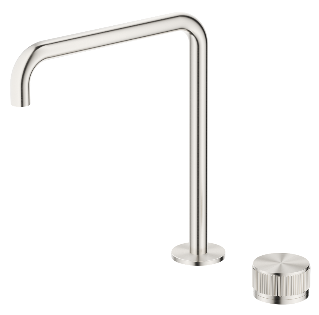 Mica Fluted Soft-Square Hob Sink/Basin Mixer Set - Brushed Nickel