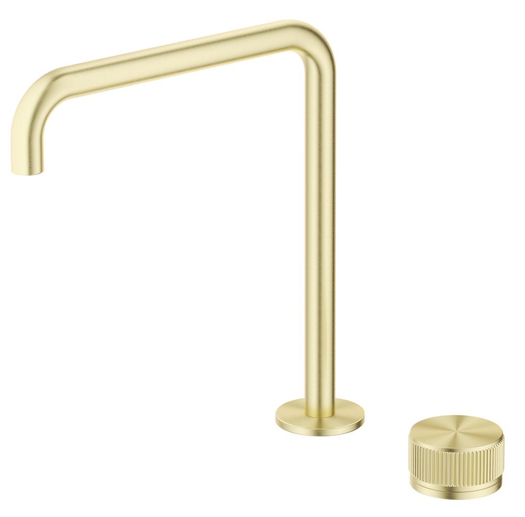 Mica Fluted Soft-Square Hob Sink/Basin Mixer Set - French Gold
