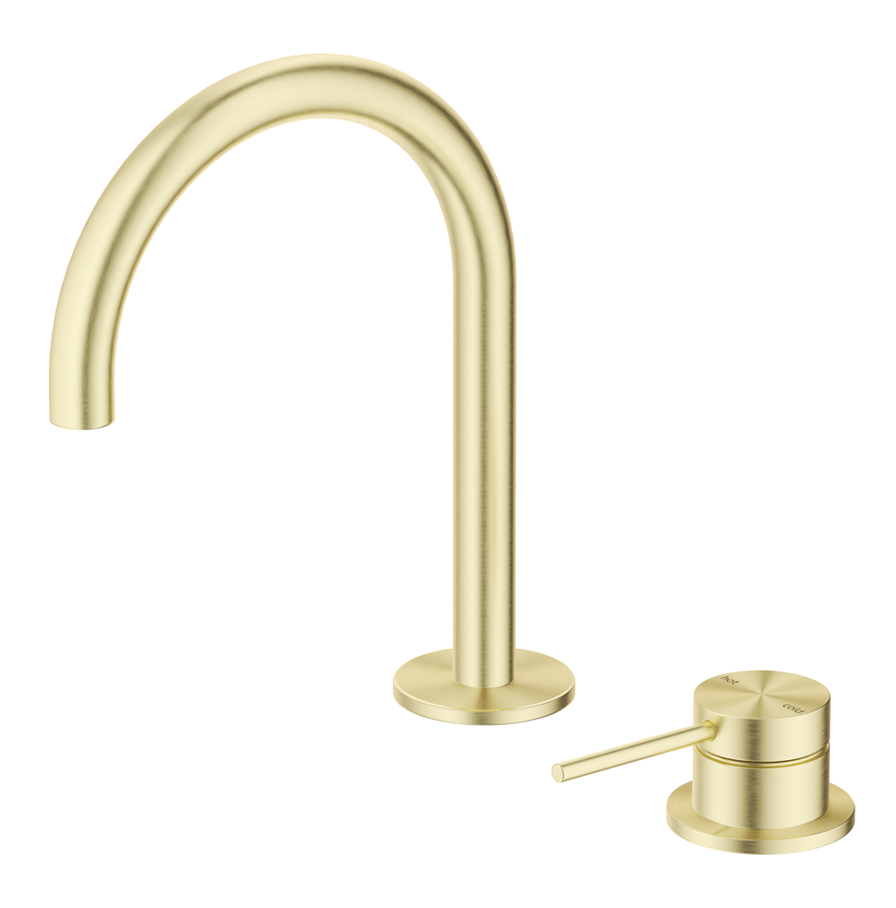 Mica Gooseneck Hob Basin Mixer Set - French Gold