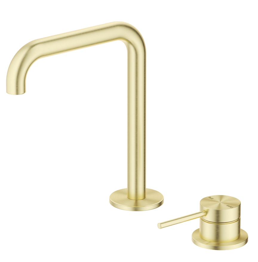 Mica Soft-Square Hob Basin Mixer Set - French Gold