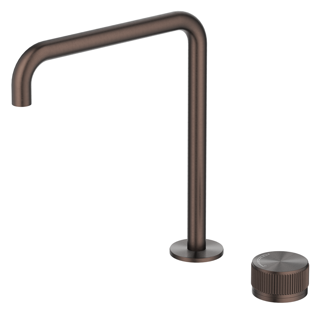 Mica Fluted Soft-Square Hob Sink/Basin Mixer Set - Dusk Bronze