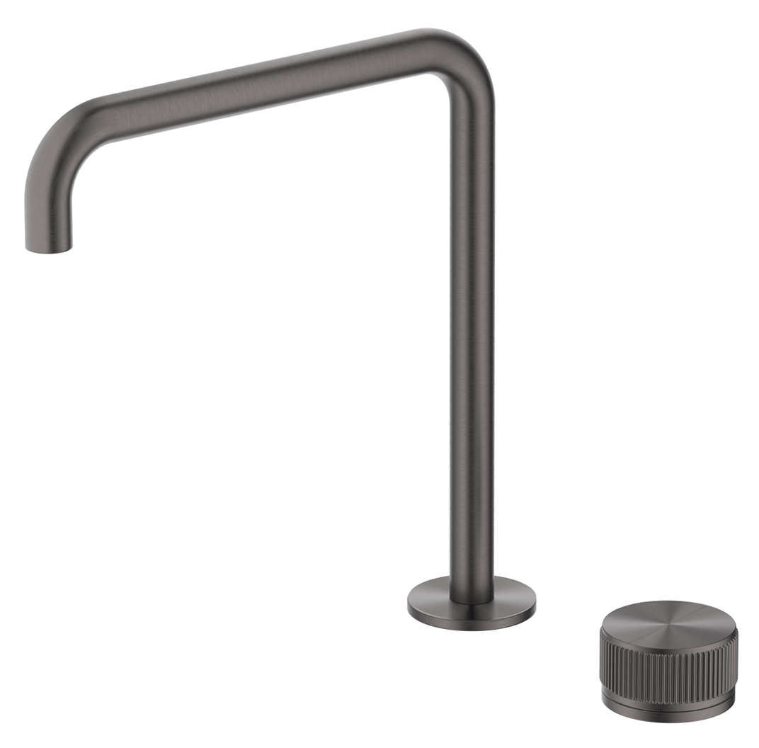 Mica Fluted Soft-Square Hob Sink/Basin Mixer Set - Gunmetal
