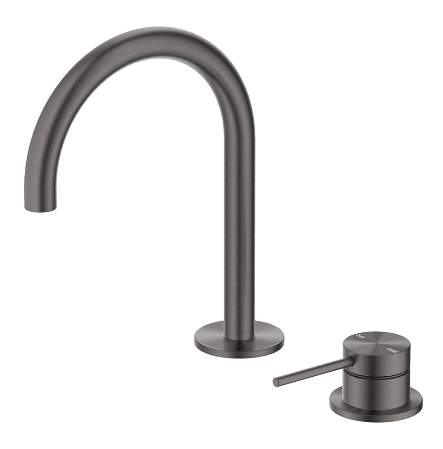 Mica Gooseneck Hob Basin Mixer Set - Gunmetal