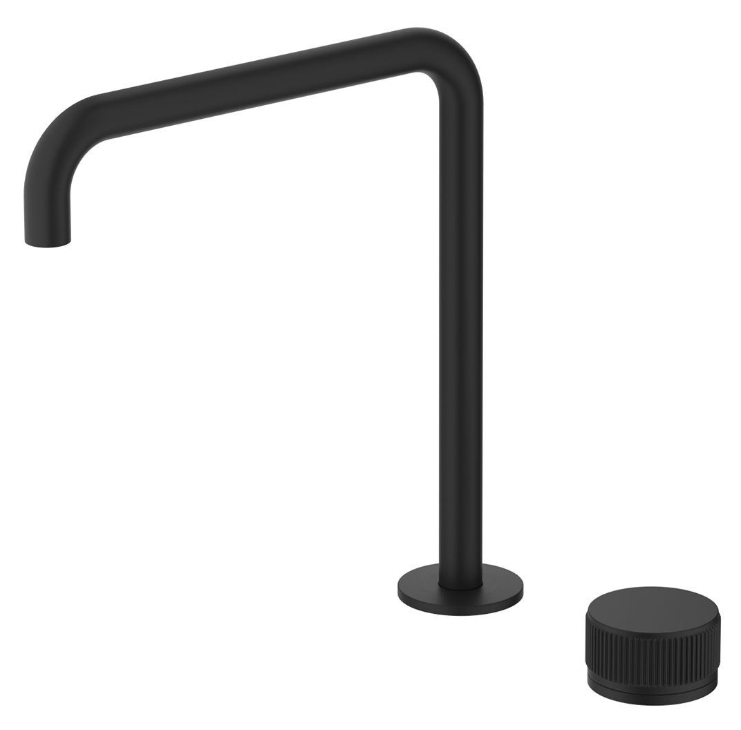 Mica Fluted Soft-Square Hob Sink/Basin Mixer Set - Black