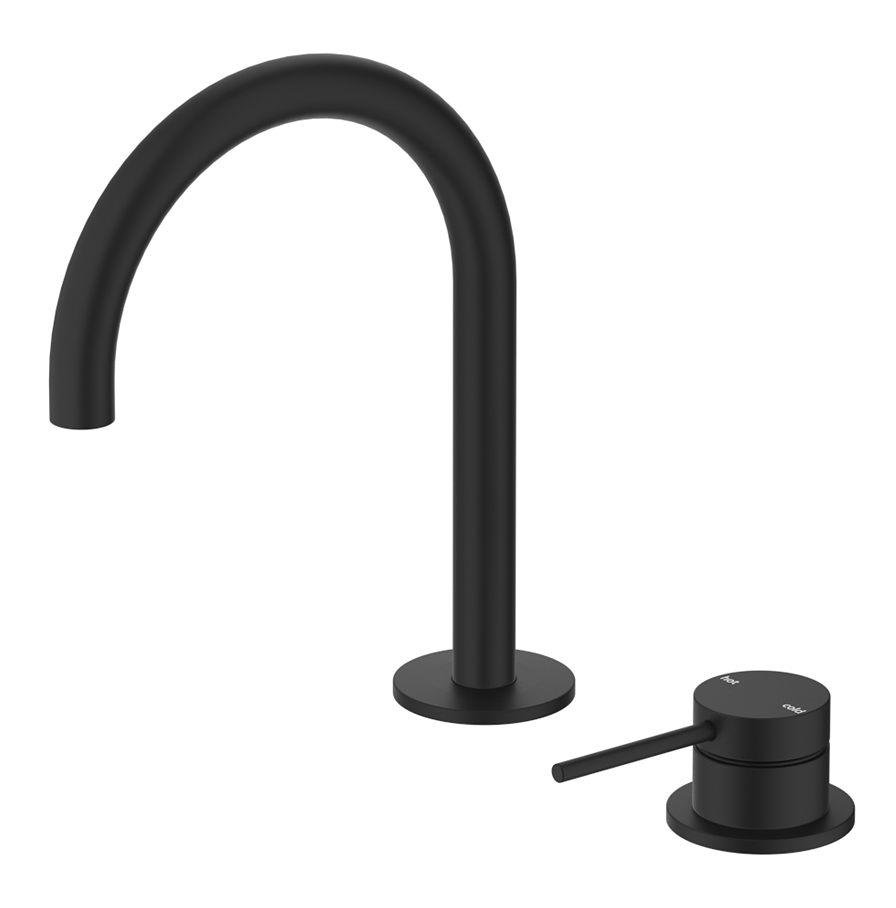 Mica Gooseneck Hob Basin Mixer Set - Black
