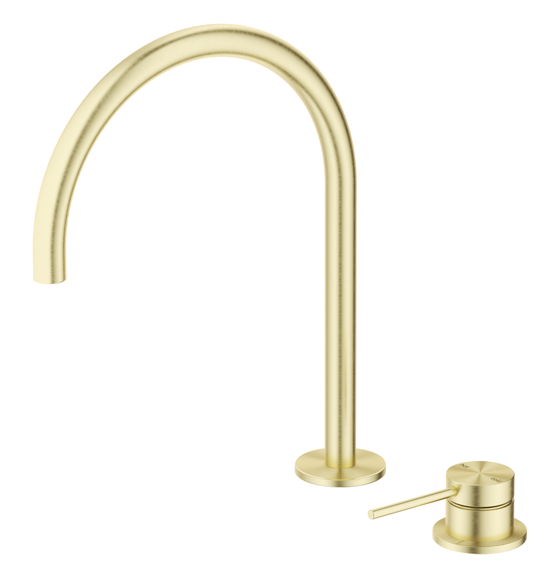Mica Gooseneck Hob Sink/Basin Mixer Set - French Gold