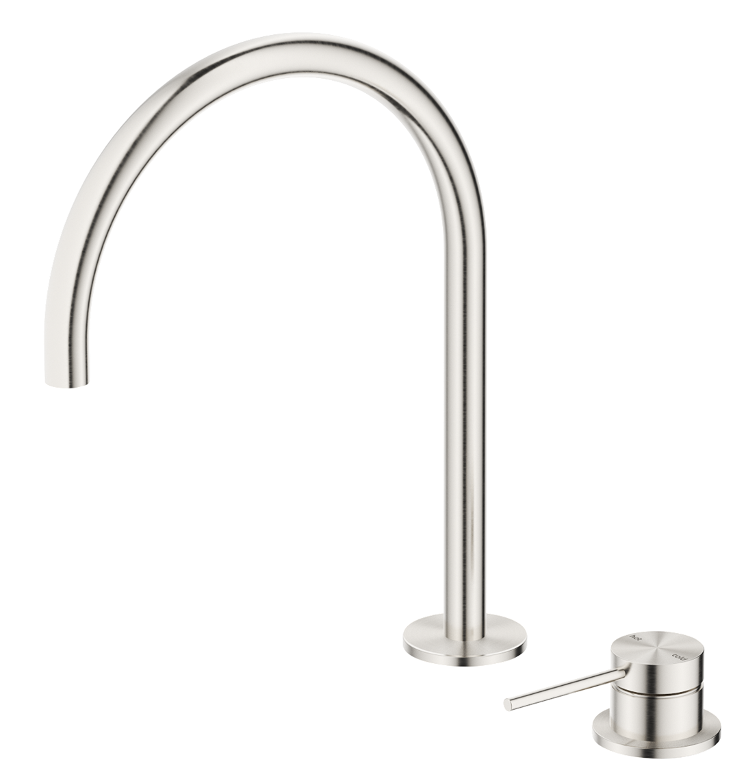 Mica Gooseneck Hob Sink/Basin Mixer Set - Brushed Nickel