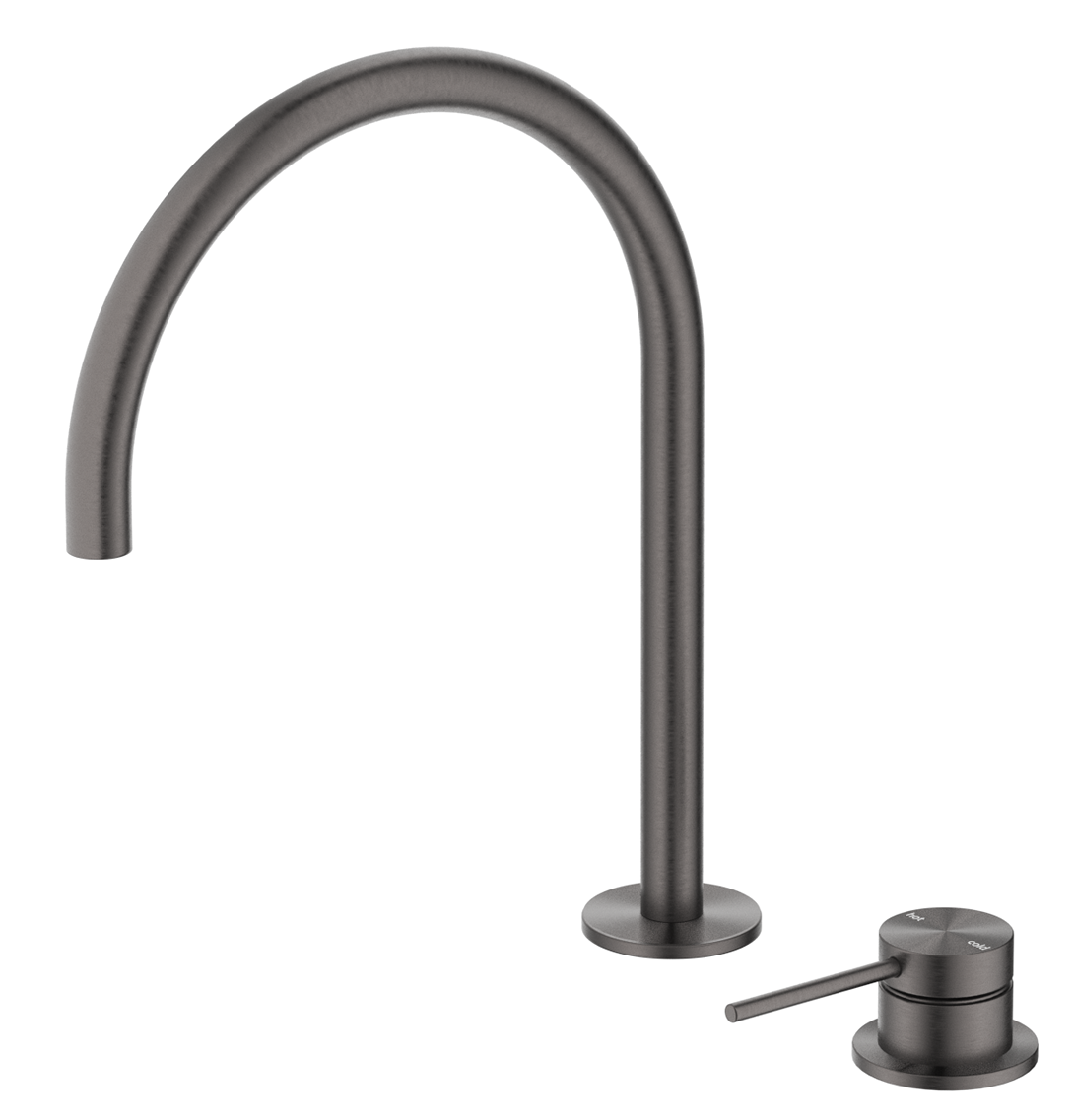 Mica Gooseneck Hob Sink/Basin Mixer Set - Gunmetal