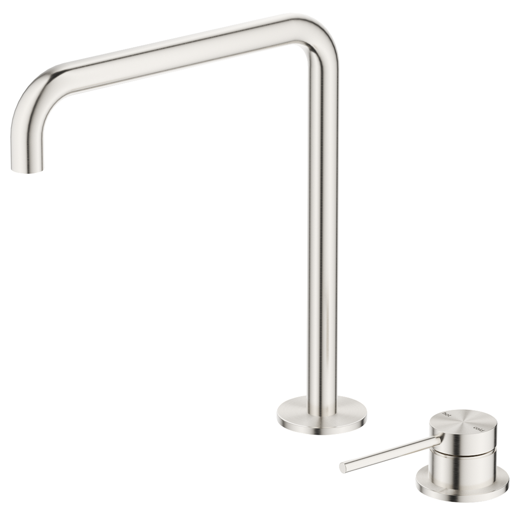 Mica Soft-Square Hob Sink/Basin Mixer Set - Brushed Nickel