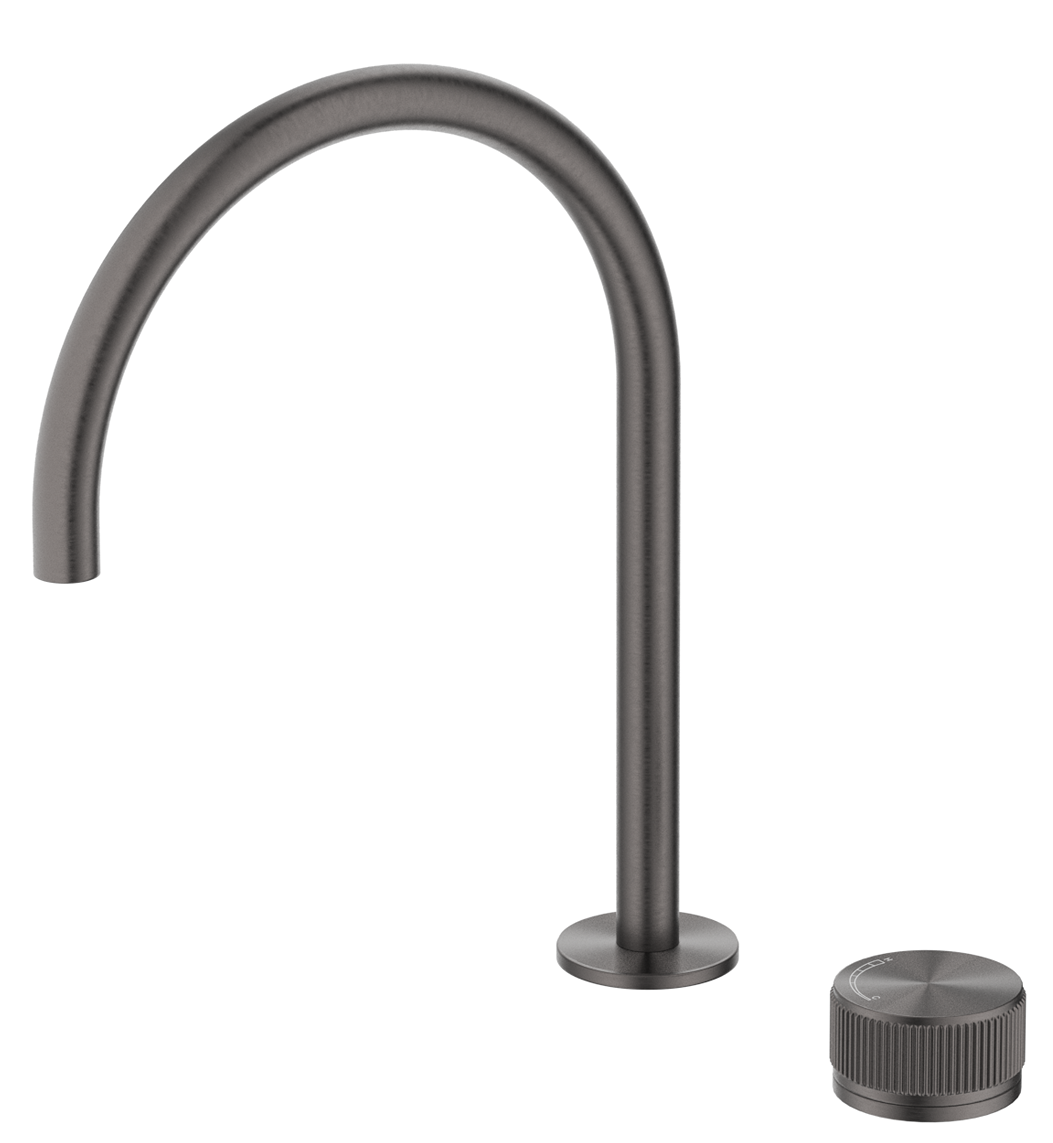 Mica Fluted Gooseneck Hob Sink/Basin Mixer Set - Gunmetal