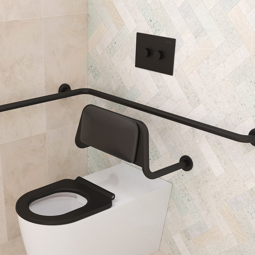 Fienza R&T Care Raised Button Flush Plate, Matte Black