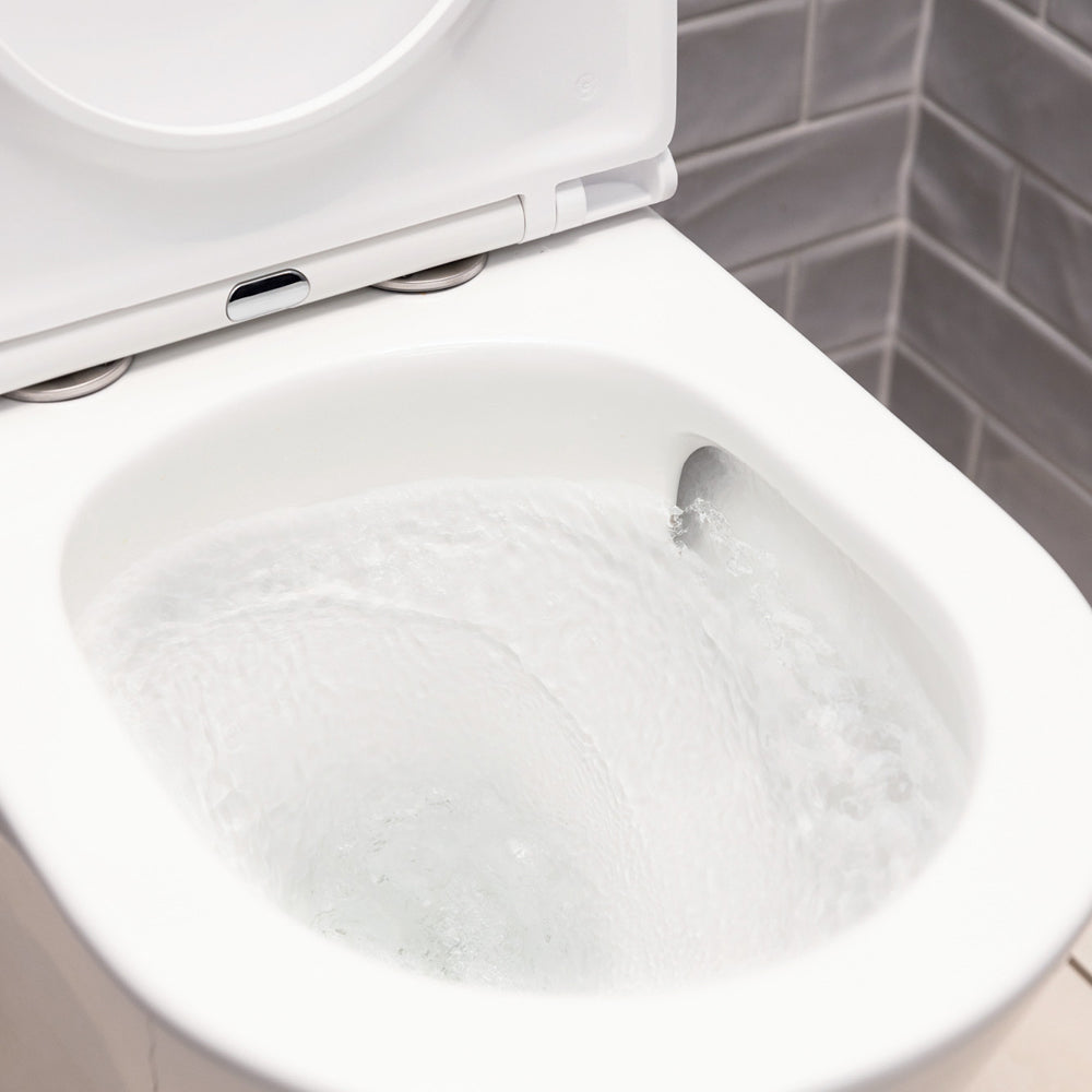 Tono Tornado Flush Back-to-Wall Toilet Suite, Gloss White