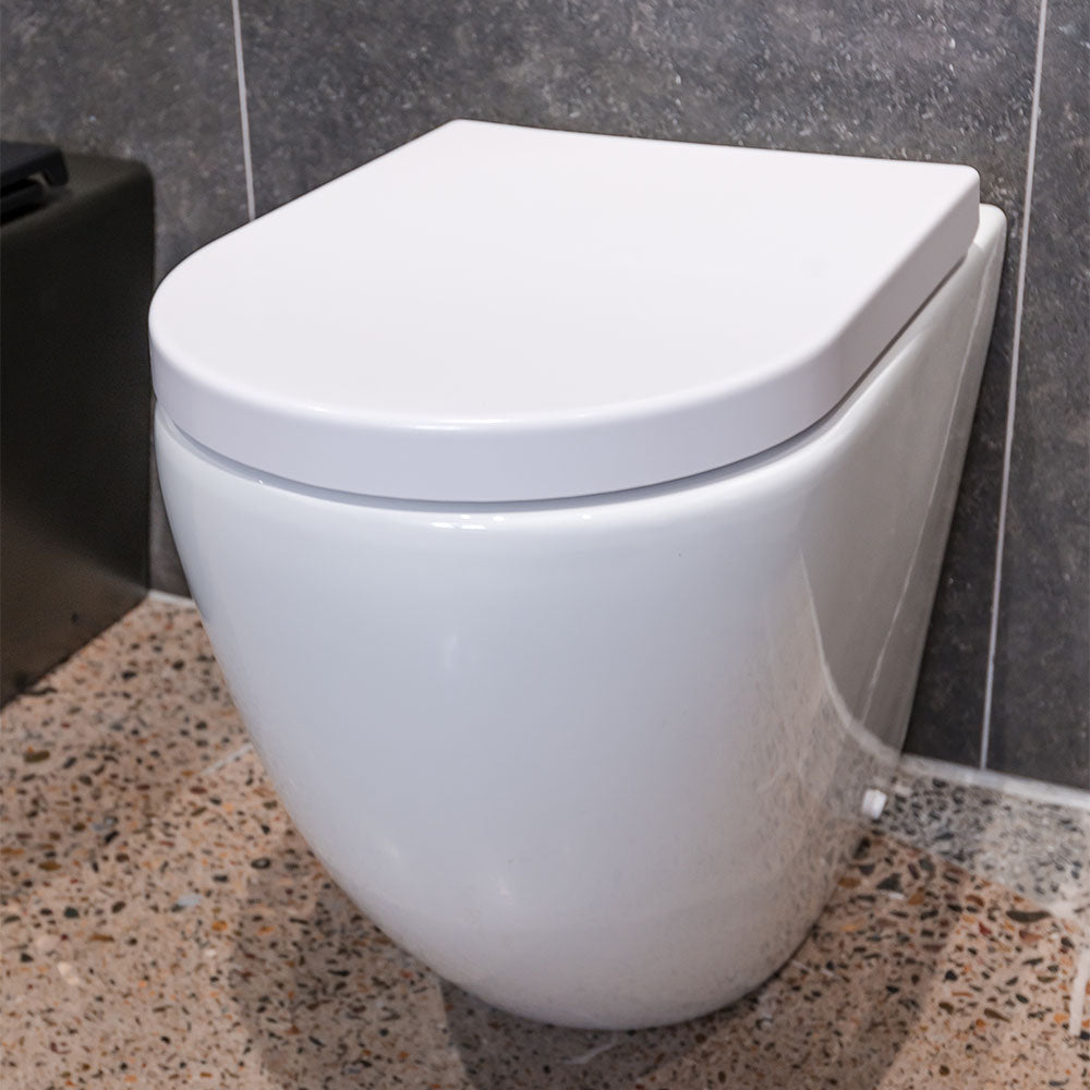 Aluca Tornado Flush Wall-Faced Toilet Suite, Gloss White with Slim Seat