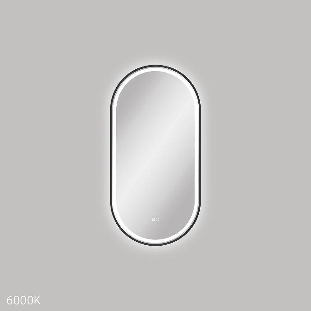 Empire LED Matte Black Framed Mirror, 450 x 900mm