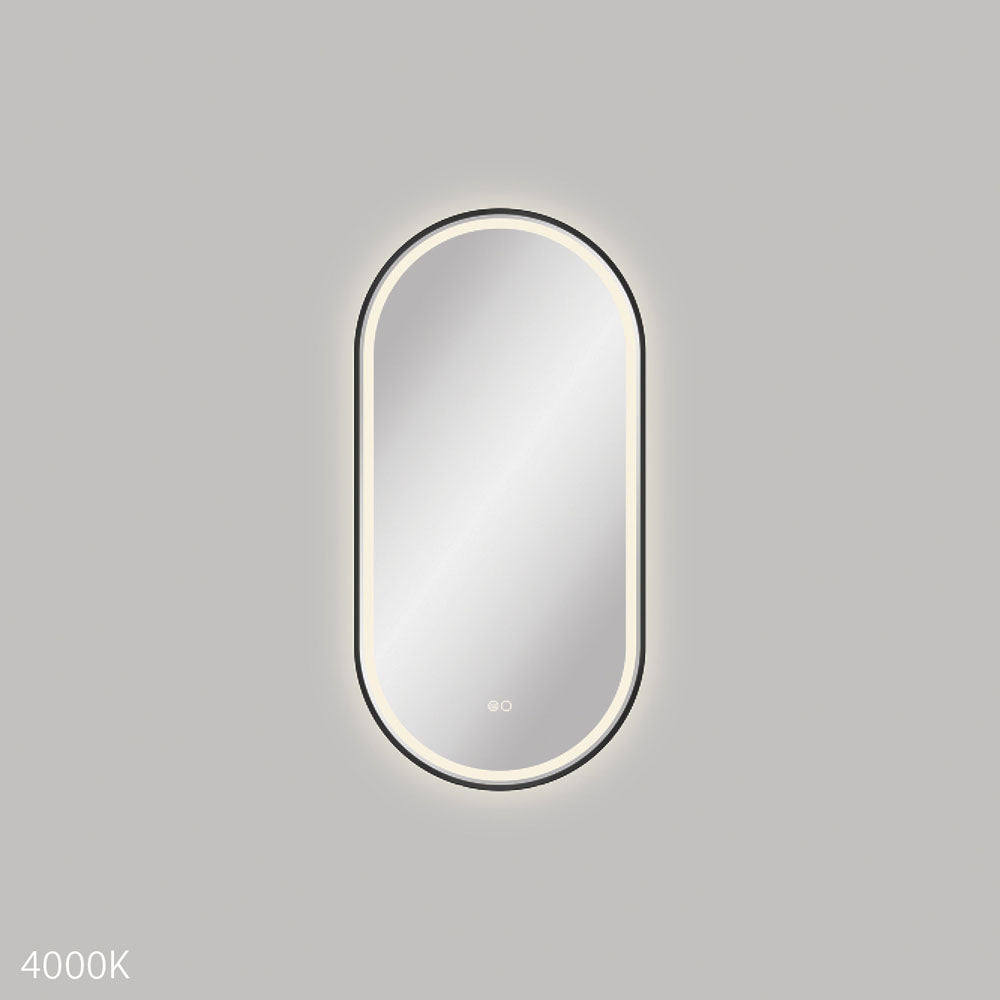 Empire LED Matte Black Framed Mirror, 450 x 900mm