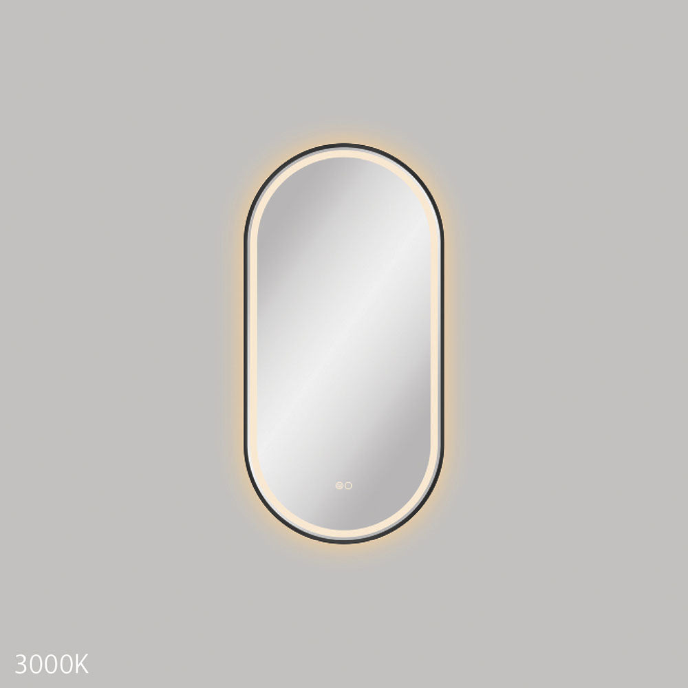 Empire LED Matte Black Framed Mirror, 450 x 900mm