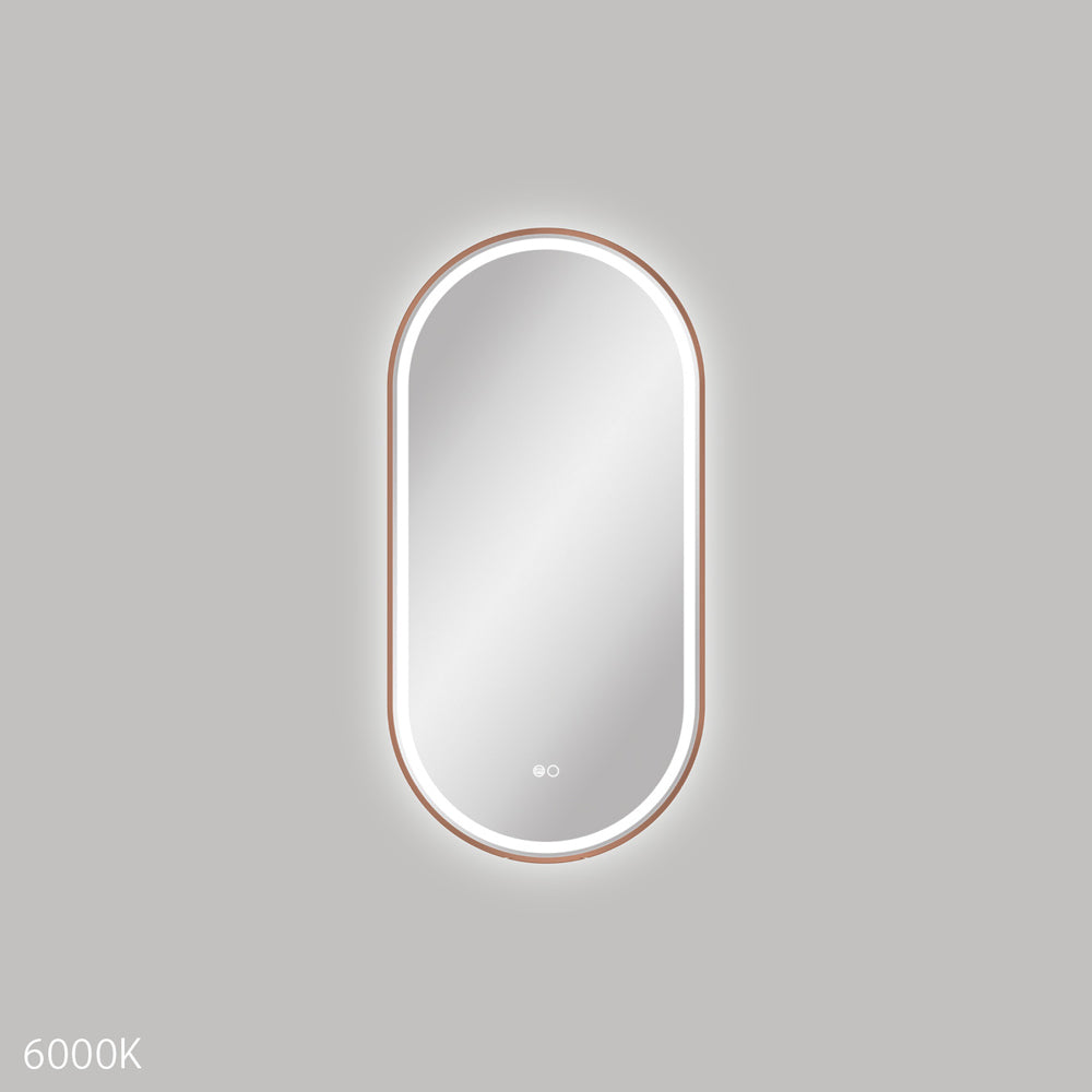Empire LED Brushed Copper Framed Mirror, 450 x 900mm