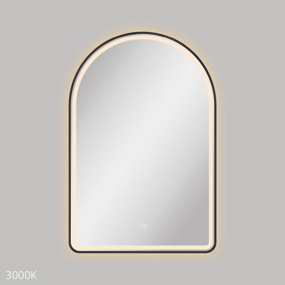  Valentina LED Matte Black Framed Arched Mirror, 600 x 900mm