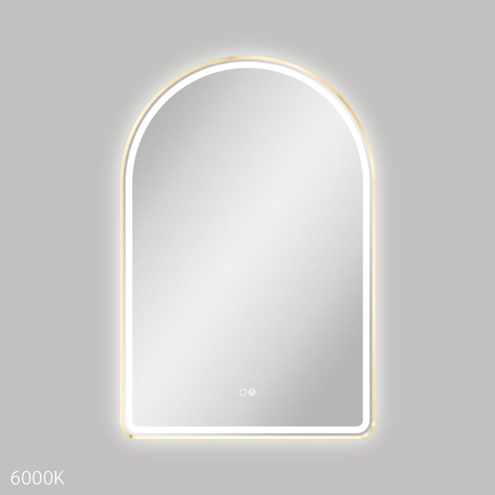  Valentina LED Urban Brass Framed Arched Mirror, 600 x 900mm