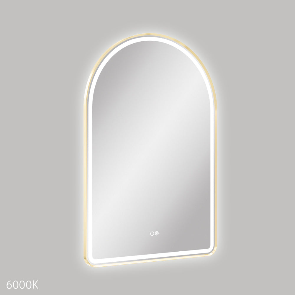  Valentina LED Urban Brass Framed Arched Mirror, 600 x 900mm