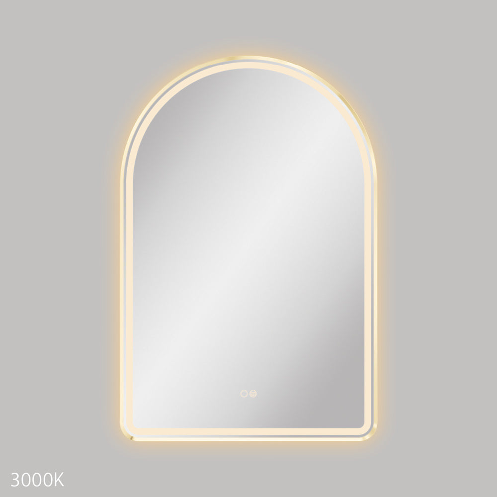  Valentina LED Urban Brass Framed Arched Mirror, 600 x 900mm