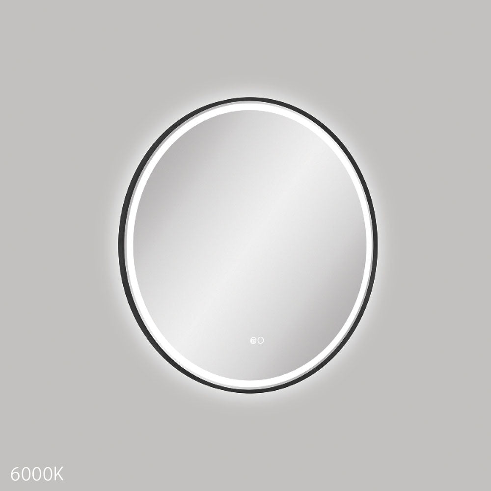 Reba LED Matte Black Framed Mirror, 700mm