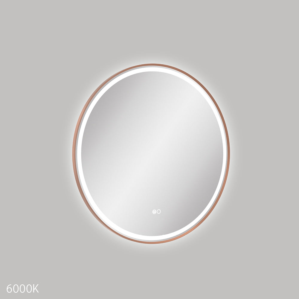 Reba LED Brushed Copper Framed Mirror, 700mm
