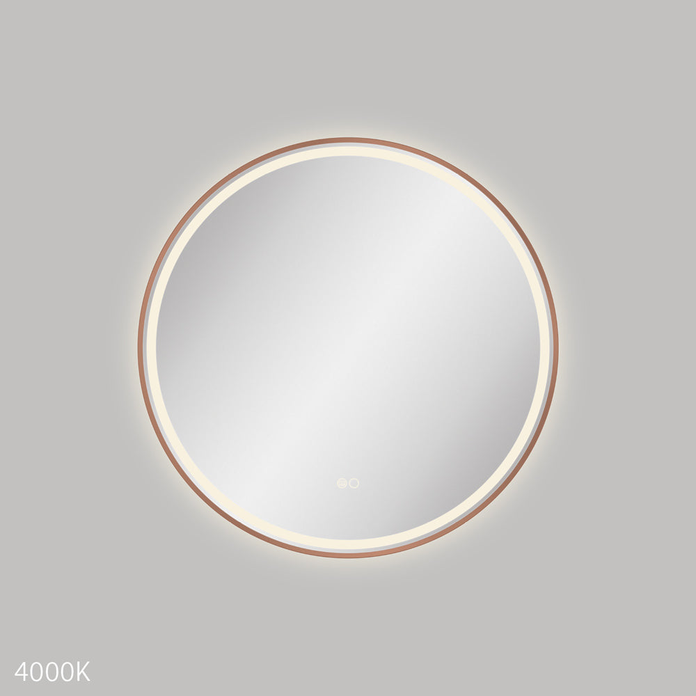 Reba LED Brushed Copper Framed Mirror, 700mm