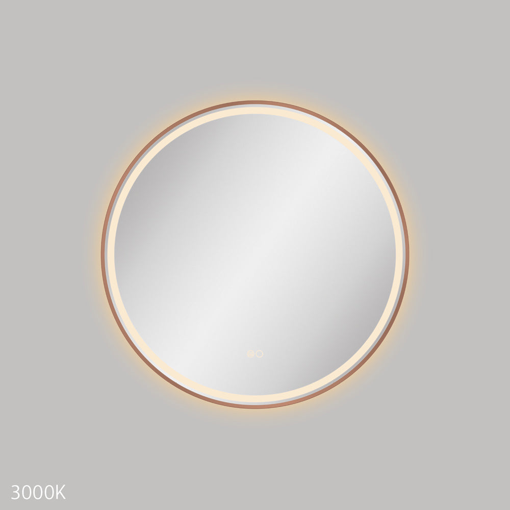 Reba LED Brushed Copper Framed Mirror, 700mm