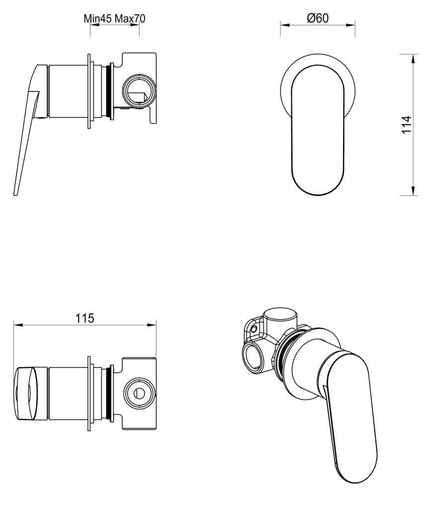 Lantra Shower Mixer - Round Plate - TRIM KIT ONLY - image 4