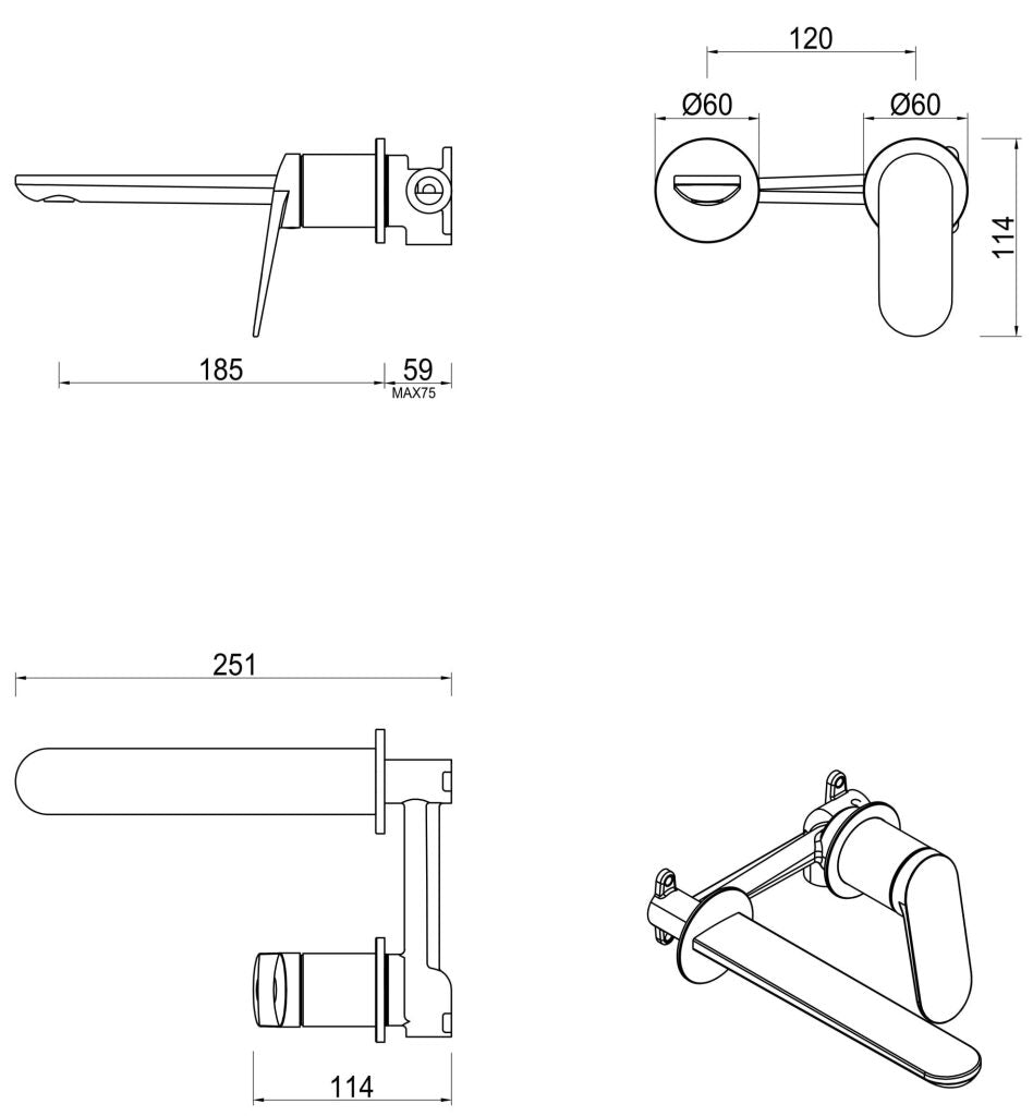 Lantra Wall-Spout Combo - 2P - TRIM KIT ONLY - image 4