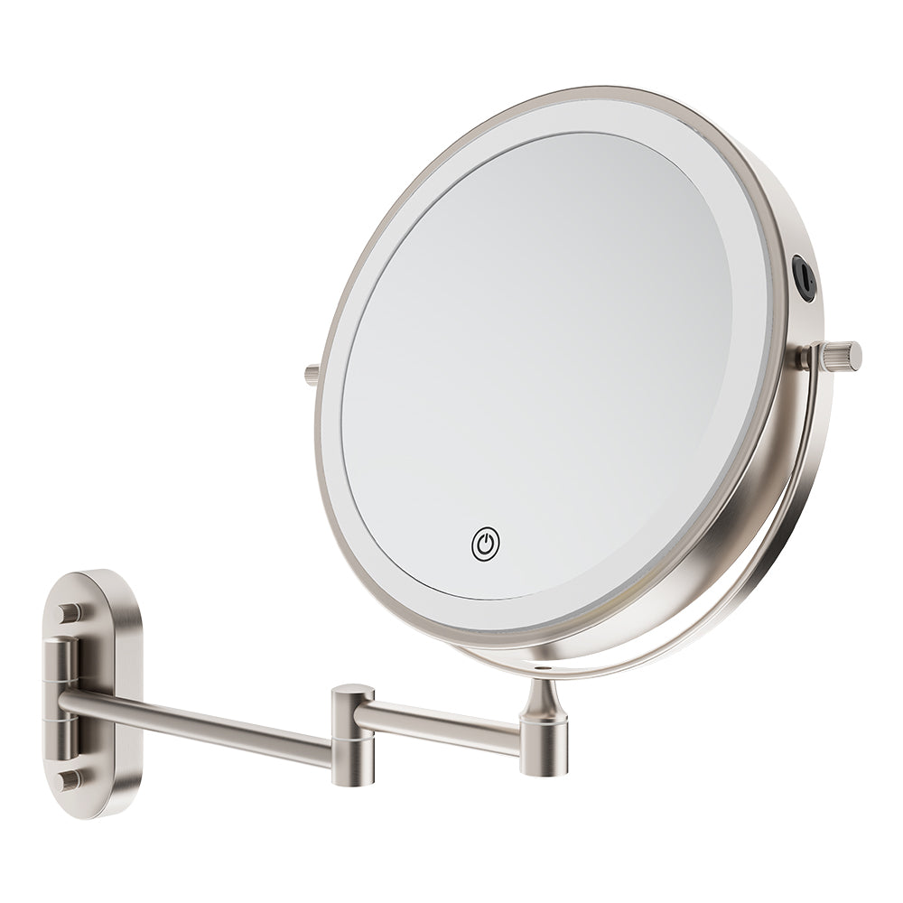Swivel LED Magnifying Mirror, Brushed Nickel