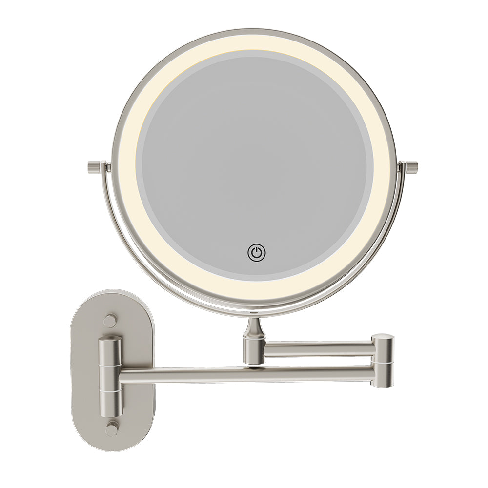 Swivel LED Magnifying Mirror, Brushed Nickel
