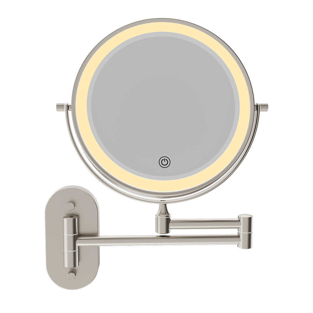 Swivel LED Magnifying Mirror, Brushed Nickel