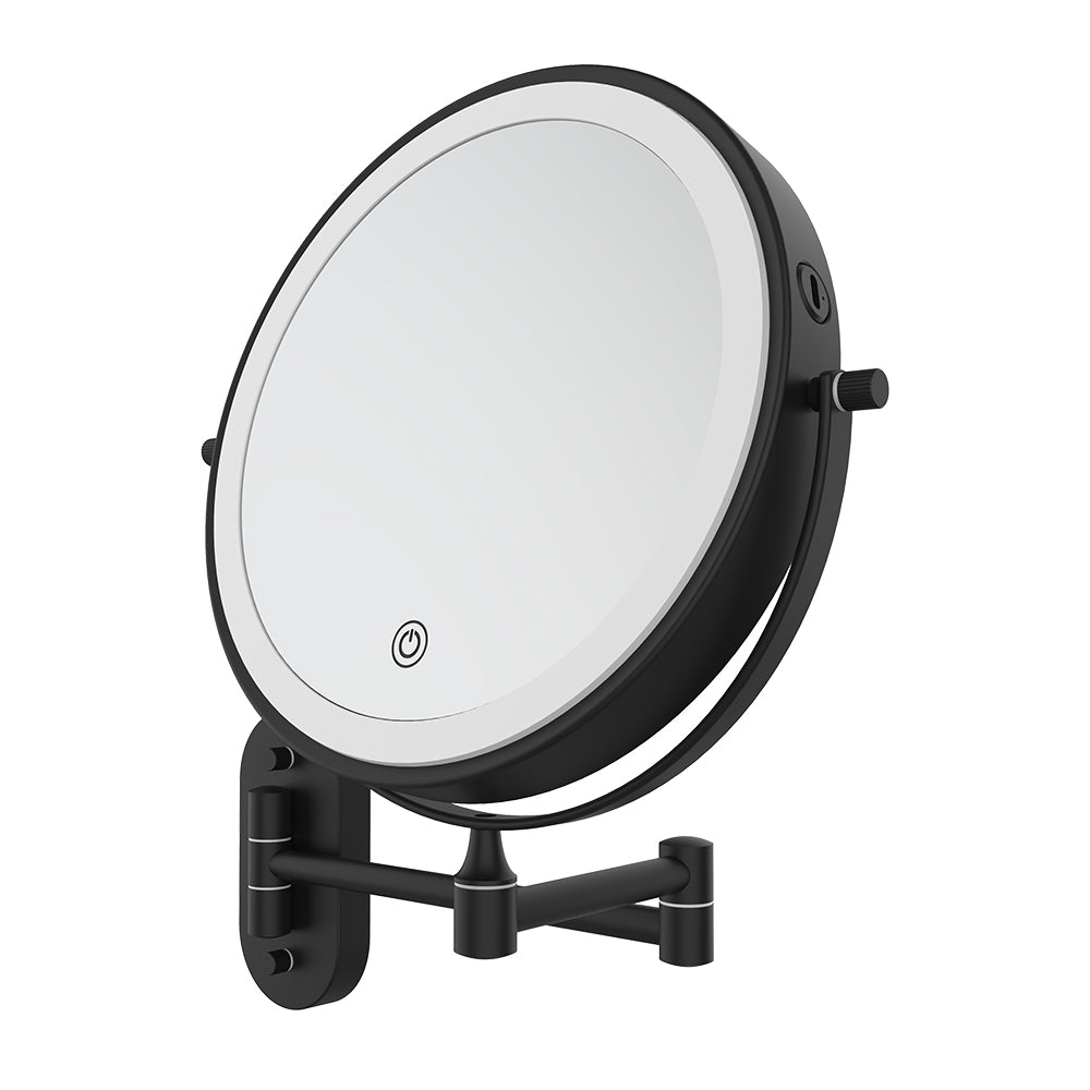 Swivel LED Magnifying Mirror, Matte Black