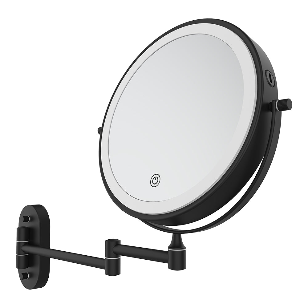Swivel LED Magnifying Mirror, Matte Black