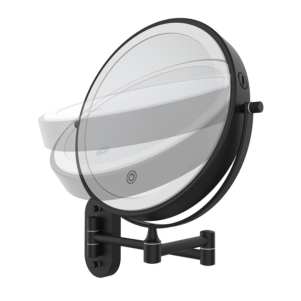 Swivel LED Magnifying Mirror, Matte Black