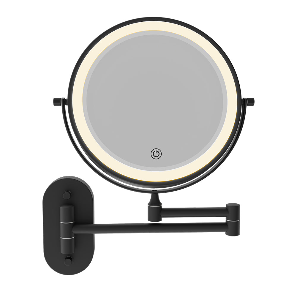 Swivel LED Magnifying Mirror, Matte Black