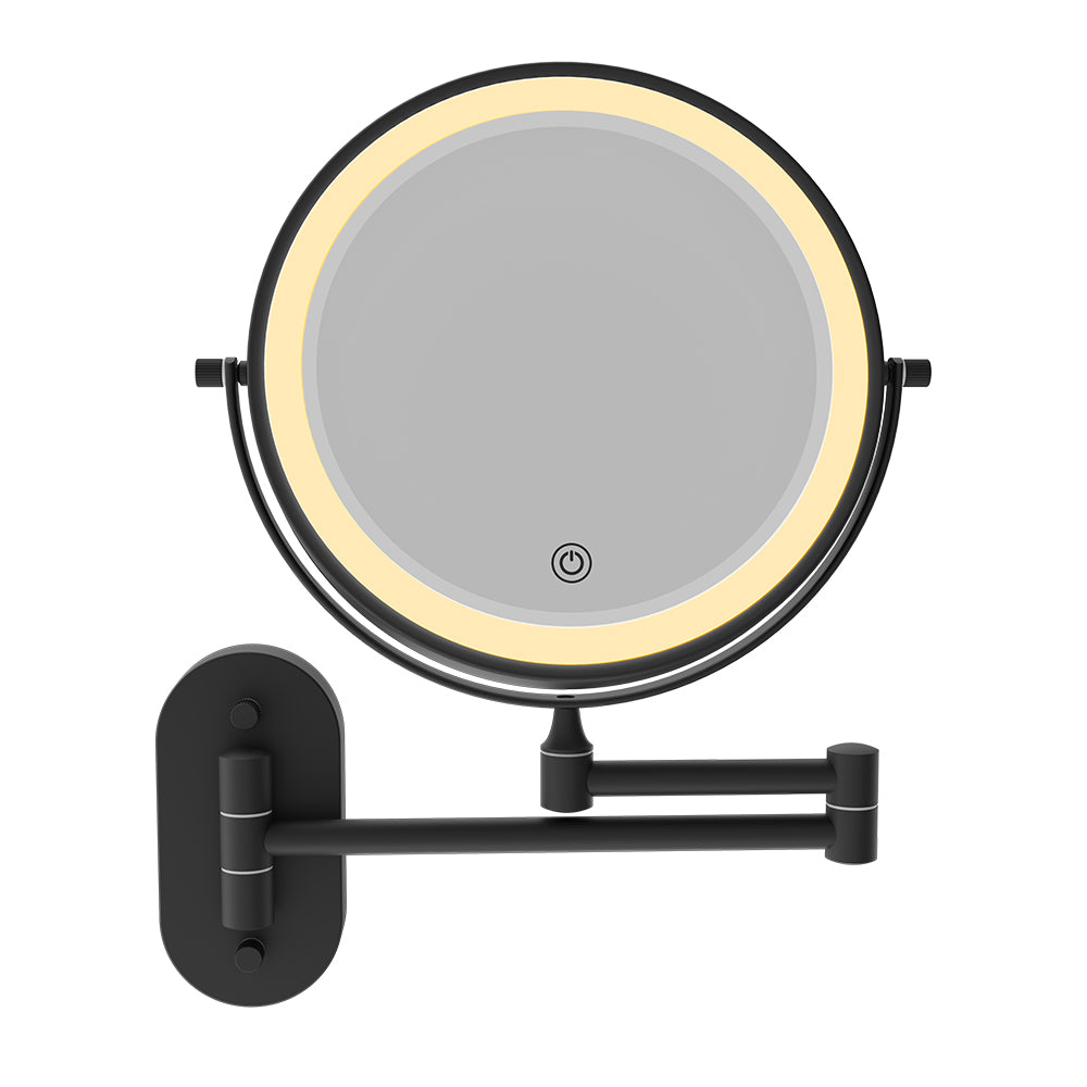 Swivel LED Magnifying Mirror, Matte Black