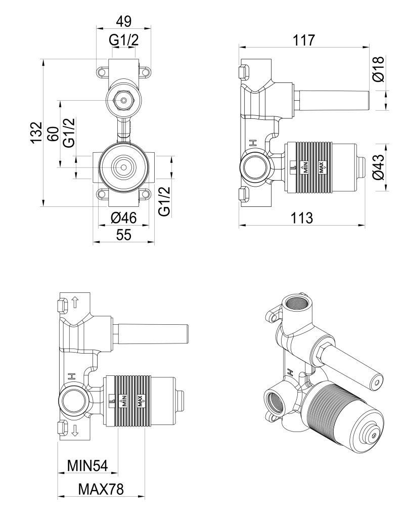 Lantra Shower Mixer Diverter - BODY ONLY - image 1
