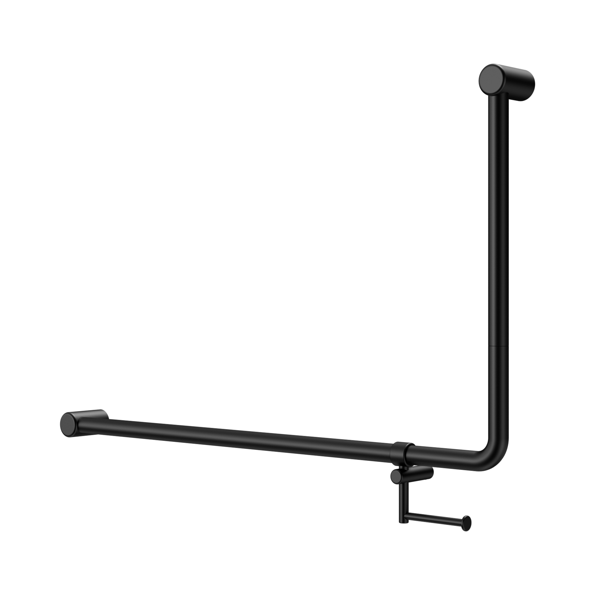 Mecca Care 32mm DDA Accessible Toilet 90 Degree Bent Tube Grab Rail 600X1000mm With Toilet Roll Holder