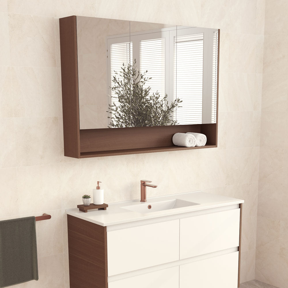 1200 Mirror Cabinet with Display Shelf, Walnut