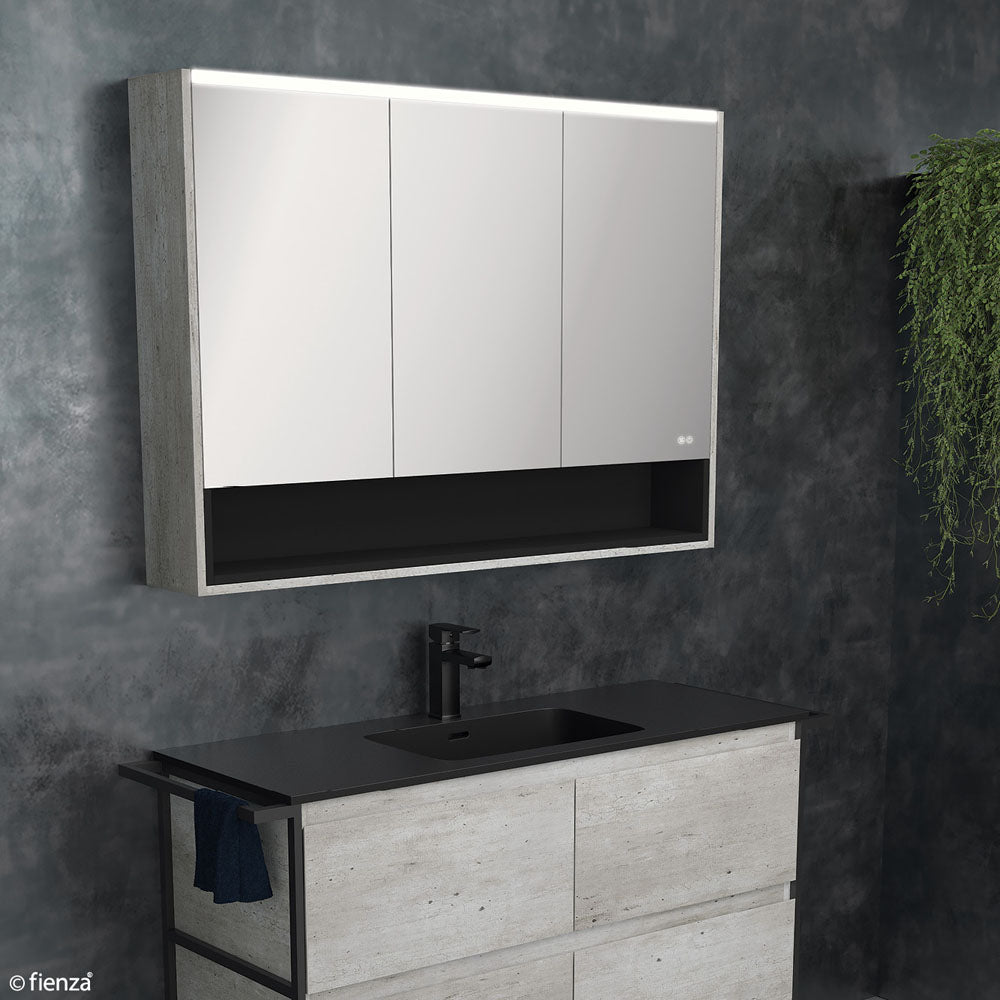 900 LED Mirror Cabinet with Display Shelf, Industrial