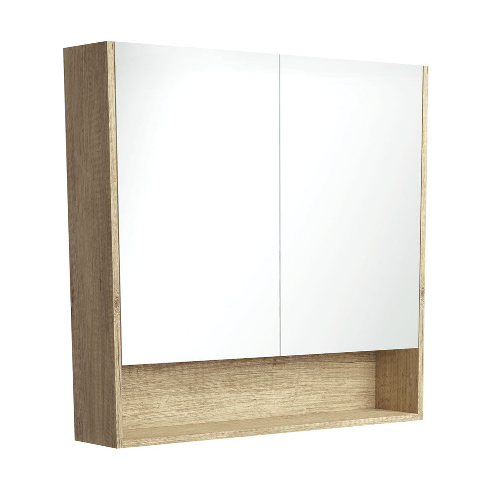 900 Mirror Cabinet with Display Shelf, Scandi Oak