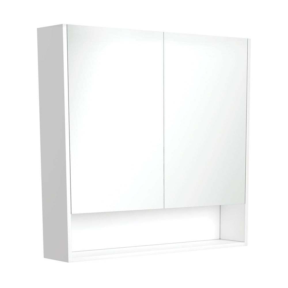 900 Mirror Cabinet with Display Shelf, Gloss White