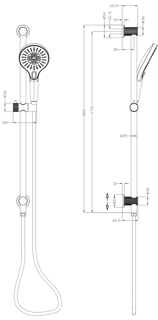 Mica Shower Rail - Inbuilt Inlet - image 3