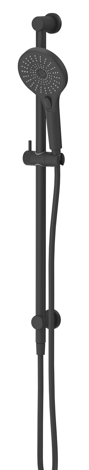 Mica Fluted Shower Rail - Inbuilt Inlet - Black